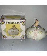Vintage Boxed Rabbit Bunny Egg Trinket Box Hand Painted Porcelain Easter... - $30.54 CAD