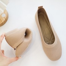 Soft Bottom Shoes Woman Spring Summer Knitted Stretch Ballerina Flat Shoes Casua - £22.56 GBP