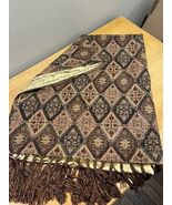 Vtg Pier 1 Beaded Boho Tapestry Throw Blanket W/ Fringe Gold Lining 50x60” - $910.75 MXN