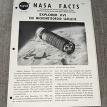NASA Facts - Explorer XVI, The Micrometeoroid Satellite Foldout Booklet - $17.50