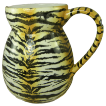 Tiger Stripe Pitcher from CIC Yellow Gold Black Wild Animal Print Large 7.5 x 6&quot; - £19.30 GBP