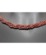  THE TWIST BEADS ERA!  36&quot; NECKLACE OF 4 MM ROUND BEADS LIGHT RED BLENDS - $2.29