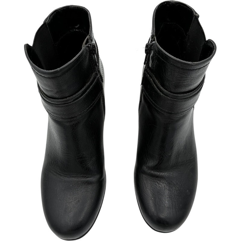 Croft & Barrow women's Britt Black Faux Leather 73277 Ankle Boots size 7.5 MED Item image 5