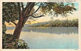 Vincennes Indiana~Scene On Wabash RIVER~1920s Werker &amp; Sons Postcard - £3.69 GBP