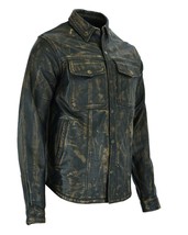 Mens Brown Distressed Leather Shirt 2 Gun Concealer M Lg 1X 2X 3X 4X 5X - £91.30 GBP+