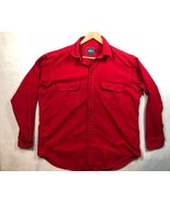 Woolrich Long Sleeve Button Front Shirt Red Cotton Flannel Vtg USA Made ... - $34.14 CAD