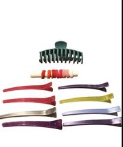 Bundle Of Hair Clips &amp; Small Ties (8 Sectioning Clips, 1 Large Claw Clip ) - $10.69