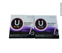 Lot X 2 U by Kotex Unscented Security Tampons Super Plus 18 Ct Each Tota... - $118.80