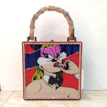 Boutique De FGG Strawberry Print Acrylic PU Women Tote Purses B Handbags Bamboo  - £58.96 GBP
