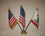 4&quot;x6&quot; USA American Pair with California Republic (3 Flags) Desk Set with... - £3.86 GBP