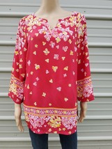 Bob Mackie Wearable Art Womens Tunic Red Floral  - Size S - £12.49 GBP