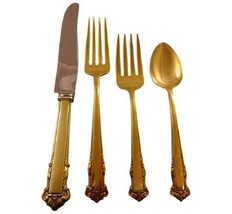 English Shell Gold by Lunt Sterling Silver Flatware Service For 12 Set Vermeil - £2,849.66 GBP