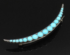 925 Sterling Silver - Vintage Graduated Turquoise Curved Bar Brooch Pin - BP9905 - £57.27 GBP