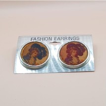 Vintage Victorian Lady Plastic Pierced Earrings - $285.54 MXN
