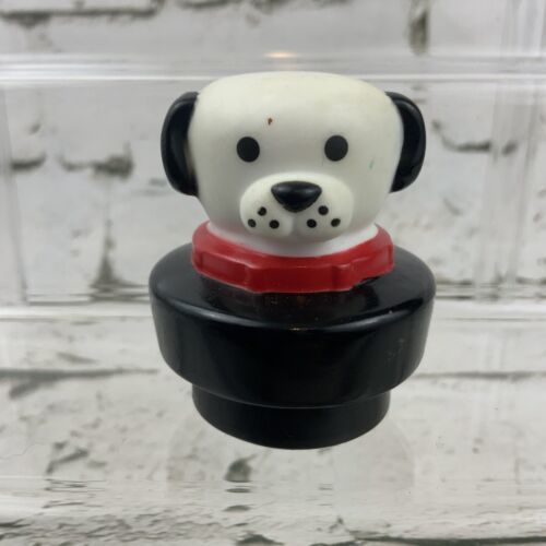 Fisher Price Little People Mattel 2015 Pet Dog Figure Replacement White Black - $9.89
