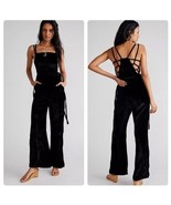 FREE PEOPLE 90s Forever Velvet Overalls in Black Size XS Extra Small Wid... - $928.05 MXN