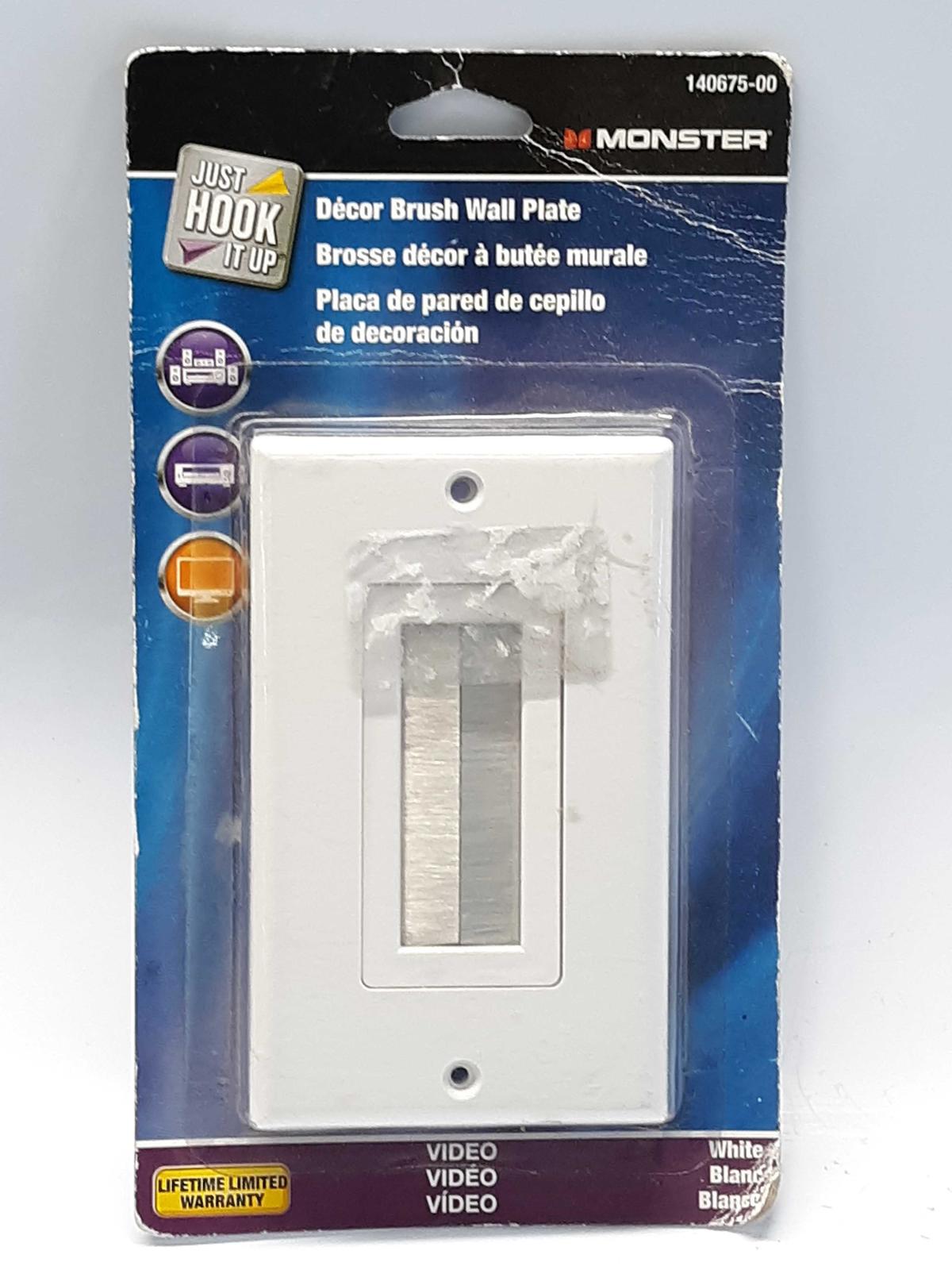 Monster Just Hook It Up 140675-00 Decor Brush Wall Plate, White   - $7.50