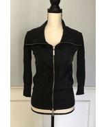 VERTIGO PARIS FRANCE Black Front Double Zip Cotton Blend Jacket XS - £11.71 GBP