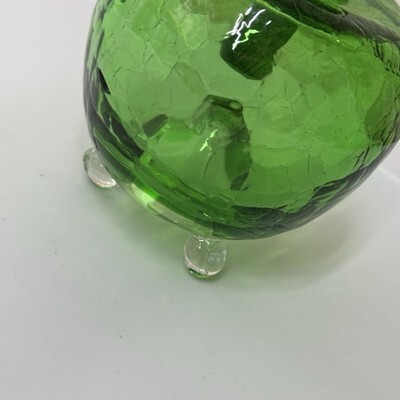 Plow & Hearth Indoor Green Crackle Glass Footed Fruit Fly Trap Art Glass Item image 15