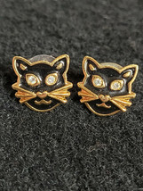 Ladies Black Cat Metal Pierced Earrings Cute Halloween Festive - £13.65 GBP