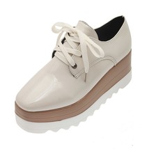 Women Oxfords Lace Up Brogue Shoes Flat Platform England Ladies Non-slip Shoes B - £29.52 GBP