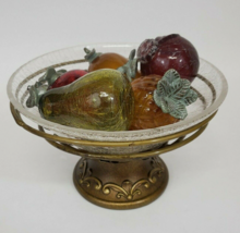 Crackled glass Fruits in a Basket Home Table Centerpiece Home decor - $50.00
