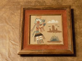 Native American Navajo Female Yei Sand Painting Wall Picture Wood Framed - £25.91 GBP