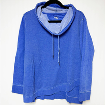 Calvin Klein Cowl Neck Thermal Wrap Sweatshirt Blue Fleece XXL - $24.75