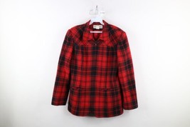 Vintage 90s Streetwear Womens 10 Lined Wool Full Zip Blazer Jacket Red P... - $49.45