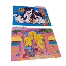 Vintage Lisa Frank File Folder Lot of 2 Colorful Puppies School Supplies - £19.83 GBP