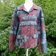 Chico&#39;s Embellished Denim Cropped Jean Jacket with Beads Size 1 Medium  - £23.74 GBP