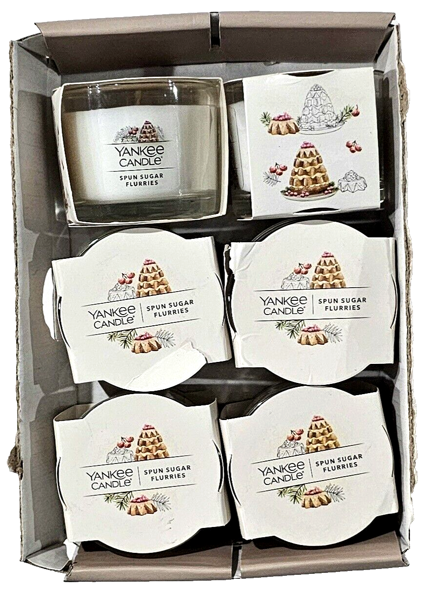 Primary image for 6 Pack Yankee Candle Spun Sugar Flurries 1.3 Oz Mini Glass Jar Candles