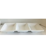 Italia Home Pottery Ceramic Square Divided 3 Section Condiment tray White  - $13.58 CAD