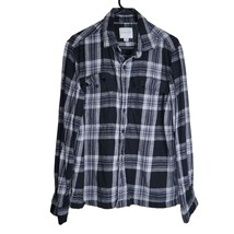 American Eagle Outfitters Button Down Plaid Shirt Gray Black Size Medium - $15.80