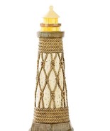 Lighthouse LED Statue 16&quot; High Nautical Weathered Wood Look Poly Stone T... - £42.82 GBP