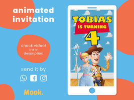 Toy Story Video Invitation Animated, Toy Story Digital Birthday Invitation - $13.00