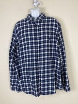 Chaps Men Size XXL Blue Check Button Up Shirt Long Sleeve Pocket Woven - £8.67 GBP