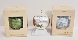 3 Vintage Hallmark Christmas Ball Ornaments Mother Father 1980-1981 Nostalgic - $14.96