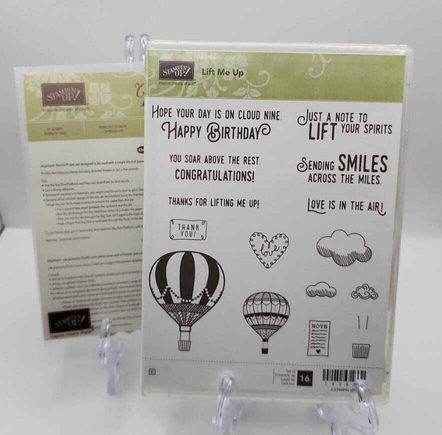 Stampin Up! Lift Me Up Rubber Stamp w/ Up & Away Thinlits Dies 142896 / 142748 - £33.66 GBP