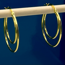 BBH Gold Vermeil Double Hoop Earringd - £39.47 GBP