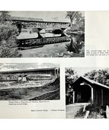 1970 Maine Covered Bridges Photo Art Print Vintage Kezar Falls Ticonic B... - $29.99
