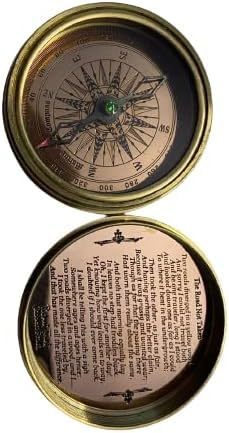 Antique Brass Compass with Engraved Poem  2-Inch Magnetic Navigation To... - $20.05