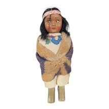 Vintage Skookum Bully Good Doll, Native American Indian Girl Wood Legs  VG - £30.93 GBP