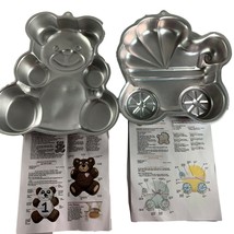 Wilton Cake Pans Lot of 2 Baby Buggy 2105-3319 Teddy Bear Pan Shower  2105-4943  - £11.90 GBP
