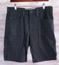 NEW Men&#39;s Aeropostale Flat Front Shorts Aero Black Plaid  Cotton 11 IN  32 - £11.70 GBP