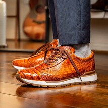 Alonzo Sporty Genuine Caiman Crocodile Sneaker Cognac image 6