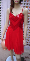 Della Roufogali NITELINE Lipstick Red Beaded/Sequined Flared Silk Dress ... - $116.62