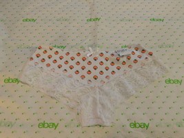 Rue 21 Women&#39;s Cotton Boyshort Panties Size LARGE White W Peaches Lace Trim - £8.47 GBP