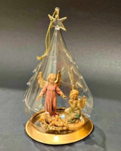 Fontanini Ornament 2 Angels w Baby Jesus in Hand Blown Glass by Roman Vintage - £14.33 GBP