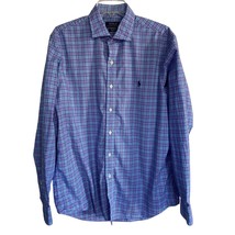 Polo Ralph Lauren Shirt Men&#39;s Large L Blue Pink Plaid Long Sleeved Button Front - £15.69 GBP